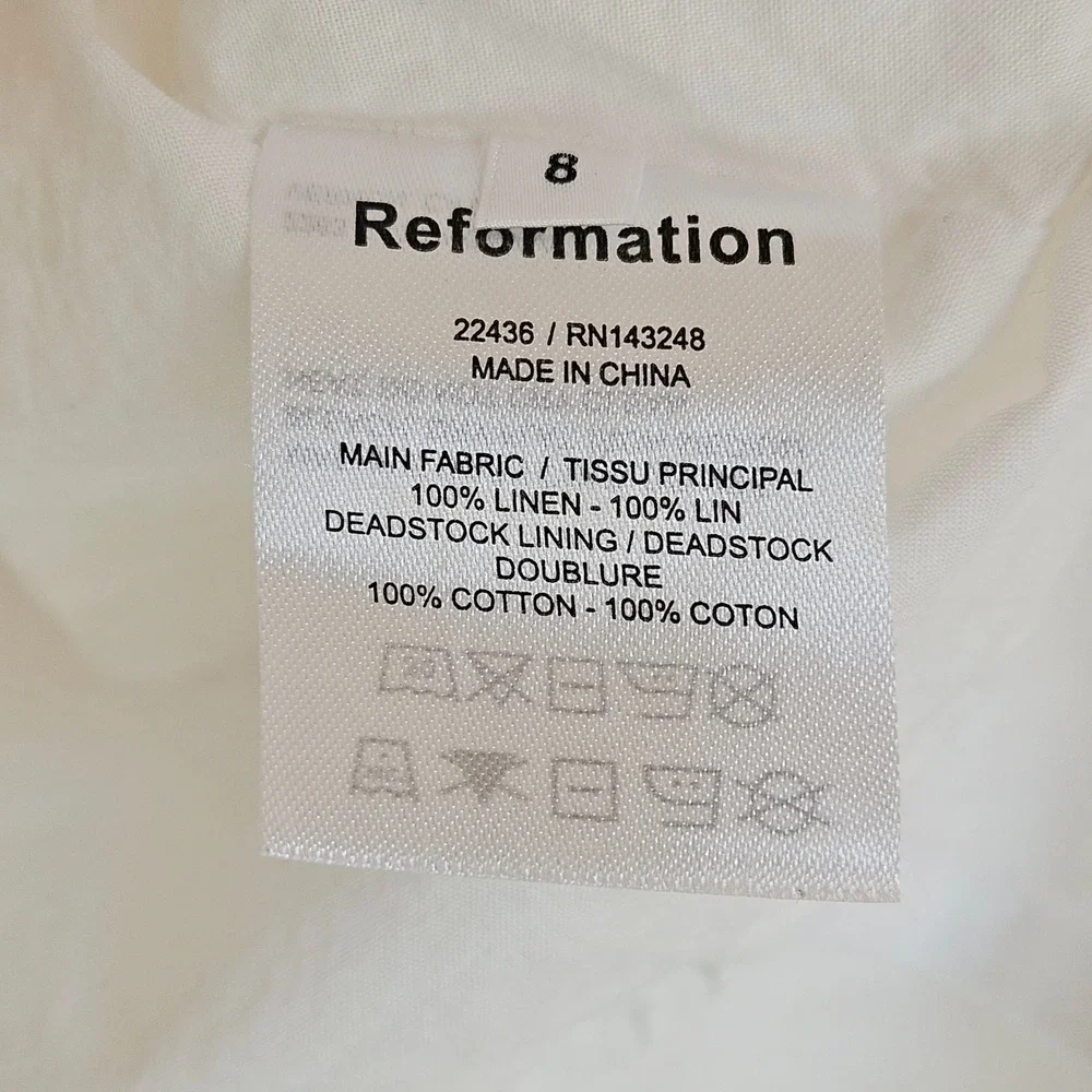 Reformation The Andie Mini Dress White Linen Blend Ruffle Bustier Smocked Back 8